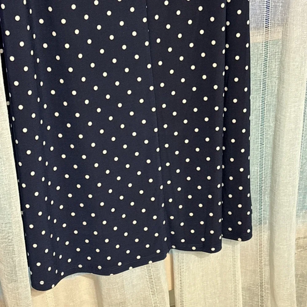 Anne Klein Blue White Polka Dot Sleeveless Dress Sz 10 Round Neck‎  Career